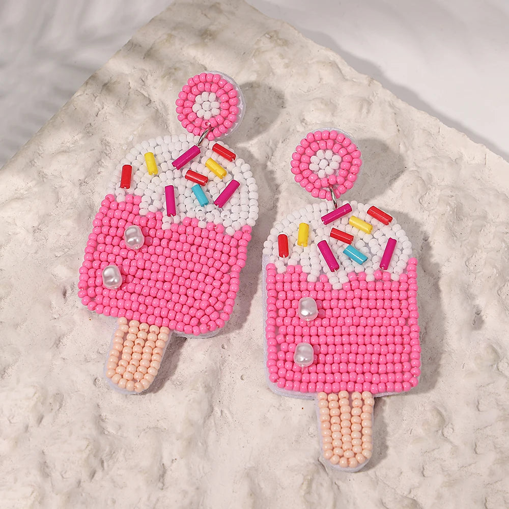 Bohemian Drop Earrings – Ocean Animal Starfish & Lobster Seed Bead Jewelry