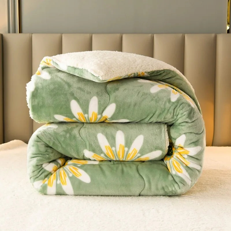 Winter Lamb Wool Blanket - Thick Printed Bedding for Dorms - ZOOMNSTORE