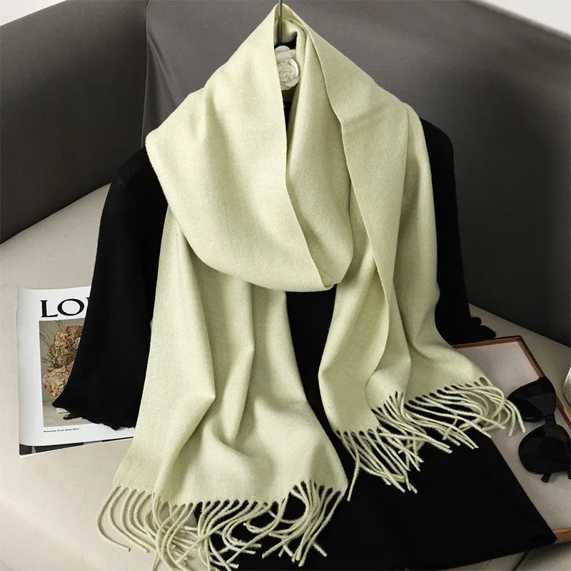 62-Color Cashmere Winter Scarf - Warm Thicken Pashmina Shawl with Tassels