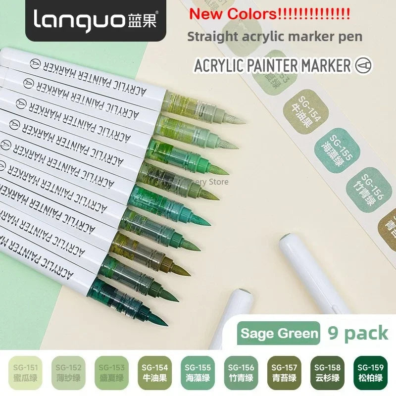 Acrylic Markers Set - 9 Color Art Pens for Rock Painting DIY Crafts