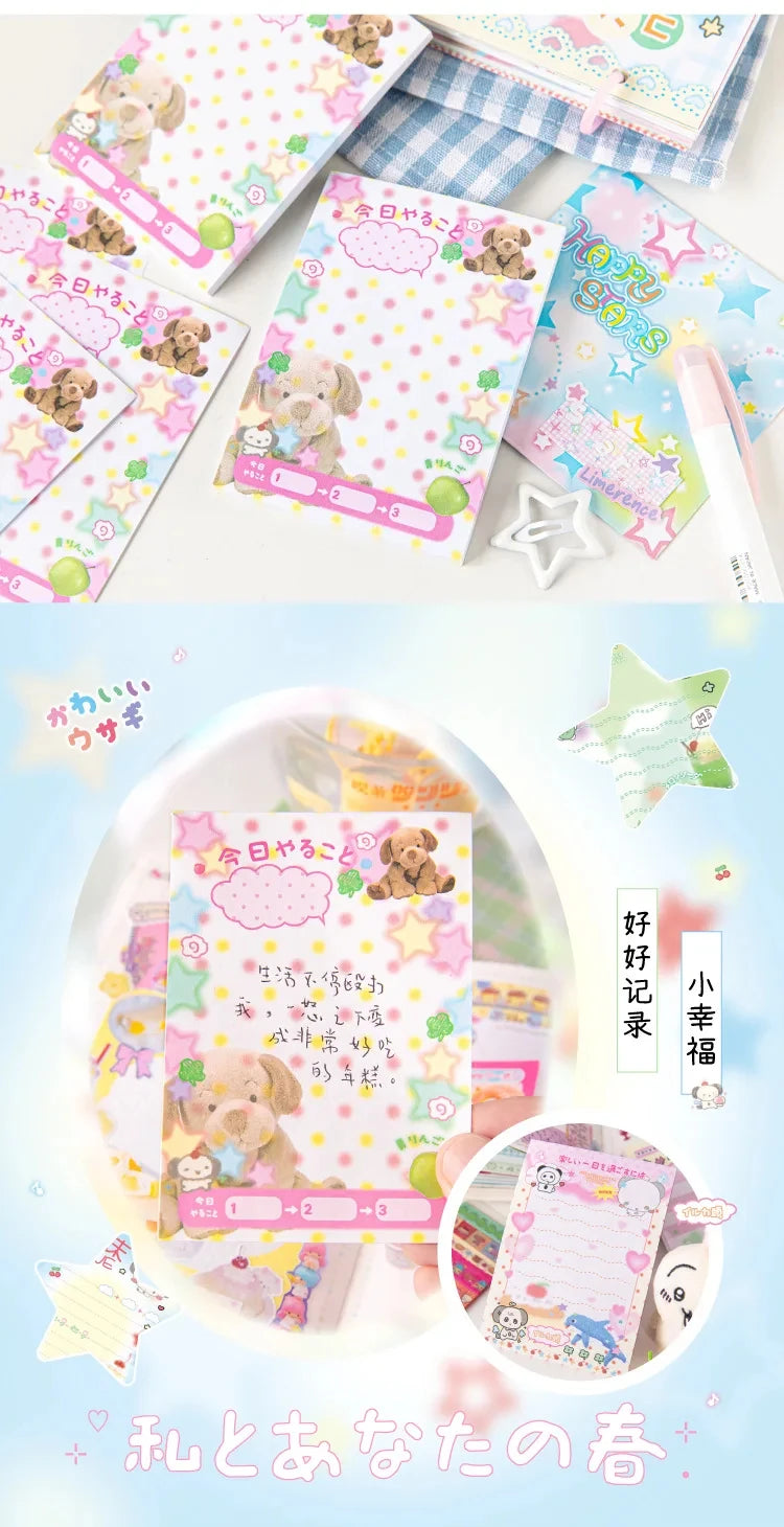 Cute Japanese Memo Pads - 50 Sheets Old-Fashioned Message Paper for DIY Journals