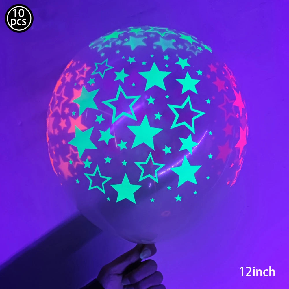 Neon Glow Party Supplies - Disposable Paper Plates, Glow In Dark Cups & Napkins Set