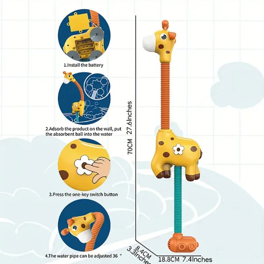 Deer Sprinkler Shower, Giraffe Scalable 360 degree Rotating Children's Shower, Shower, and Water Playing Toy