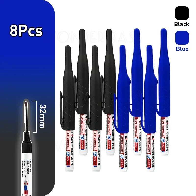 Waterproof Multi-Purpose 32mm Deep Hole Marker Pens - 1-8 Pcs in 4 Colors for Wood Tile Metal Bathroom Use