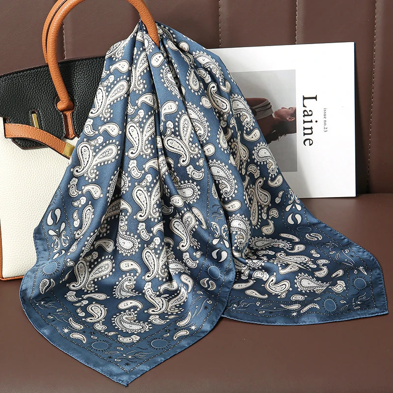 Luxury Satin Silk Scarf - Womens Fashion Shawl Hijab Neckerchief Bandana 2023