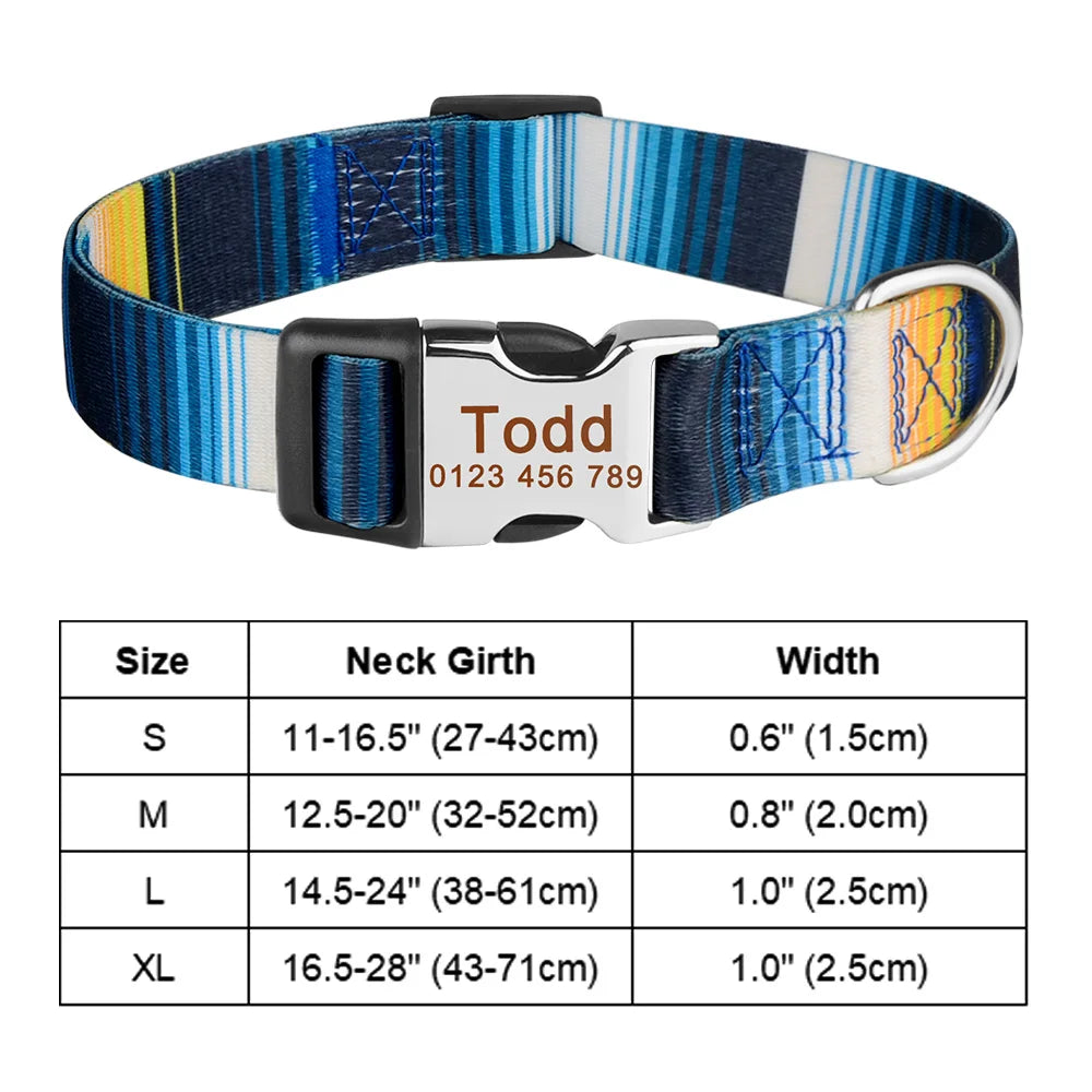 Personalized Dog Collar Custom Engraved Name ID Tag Nameplate Adjustable Small Large Medium Puppy Pet Dogs Collars