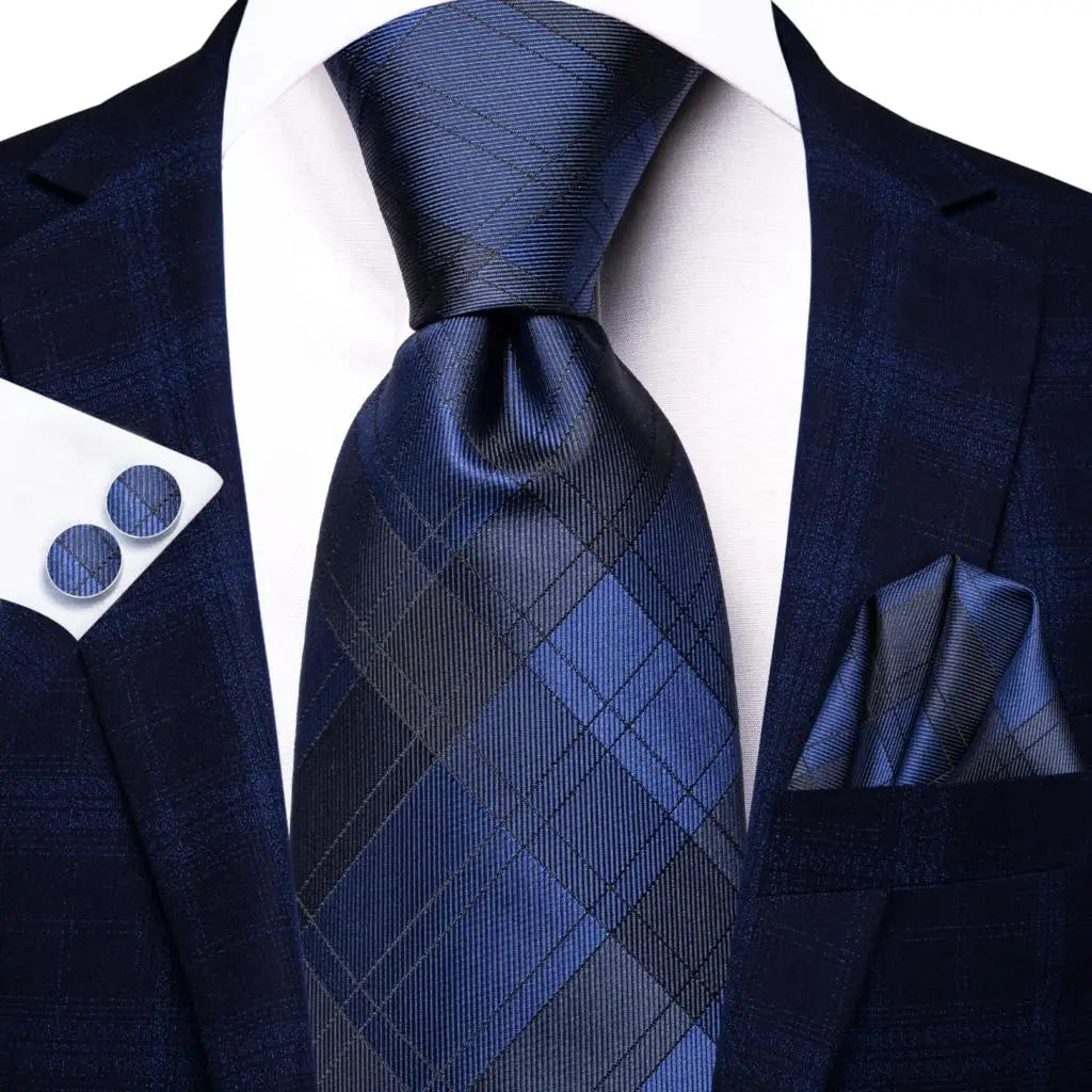 Blue Silk Mens Tie - Formal 100 Silk NeckTie for Weddings and Business