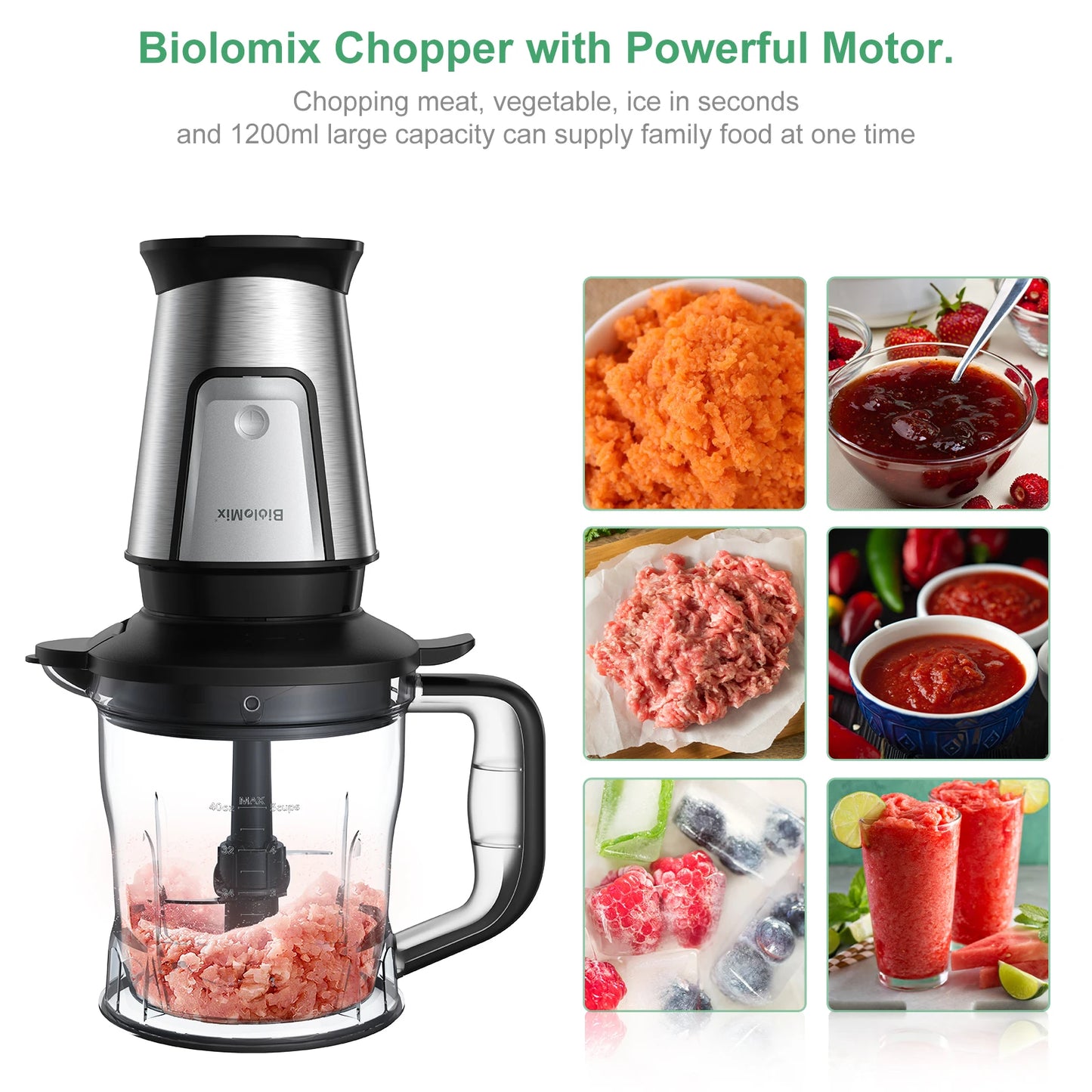 3-in-1 Food Processor - 700W Portable Juicer Blender Chopper