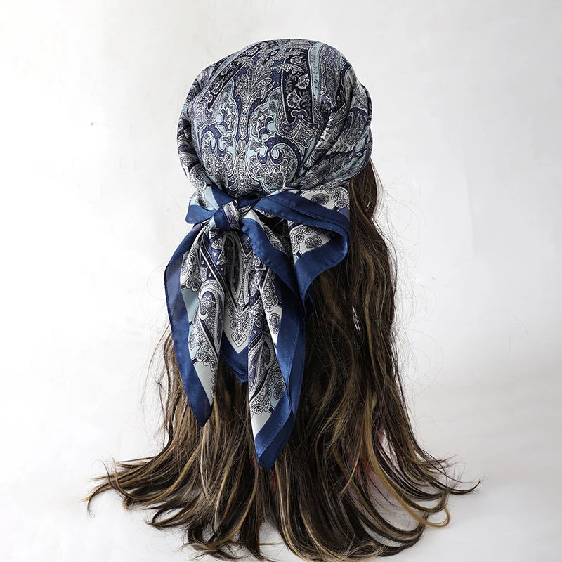 Luxury Silk Head Scarf - Soft Summer Foulard Bandana for Women