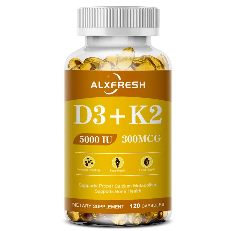 Alxfresh Vitamin D3+K2 Capsules for Immune, Joints, Muscles and Bones Support with Variety of Vitamins and Minerals Supplement