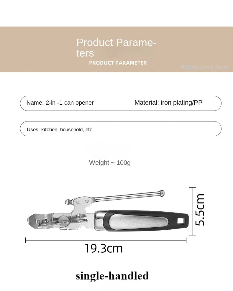 Stainless Steel Manual Can Opener - Multifunctional Kitchen Gadget Bottle Opener - ZOOMNSTORE