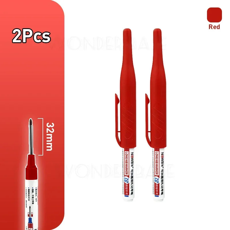 Waterproof Multi-Purpose 32mm Deep Hole Marker Pens - 1-8 Pcs in 4 Colors for Wood Tile Metal Bathroom Use