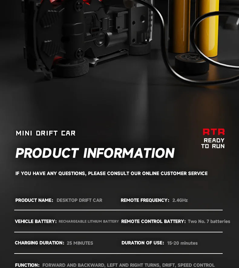 164 RC Drift Car - High-Speed Mini Remote Control Racing Car for Desktop Fun - ZOOMNSTORE