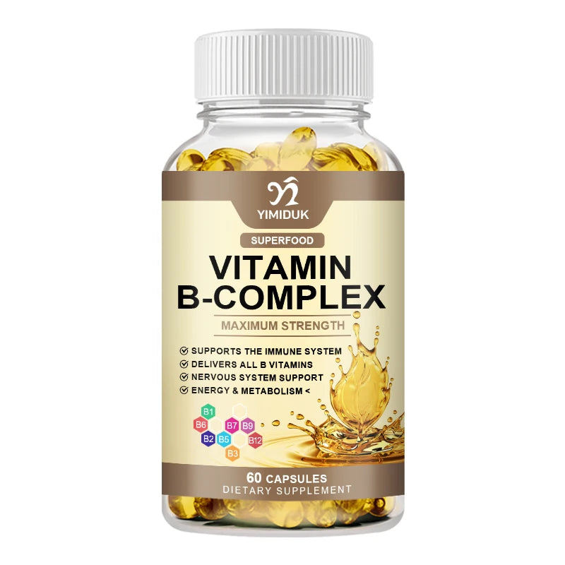 Vitamin B Complex Capsule With B1 B2 B3 B5 B6 B7 B9 B12 Folic Acid & Biotin Help Innutrition Reduce Stress &Anxiety Help Nervous
