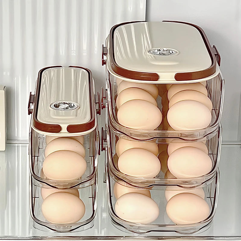 Egg Storage Box - Automatic Rolling Egg Holder Rack for Refrigerator