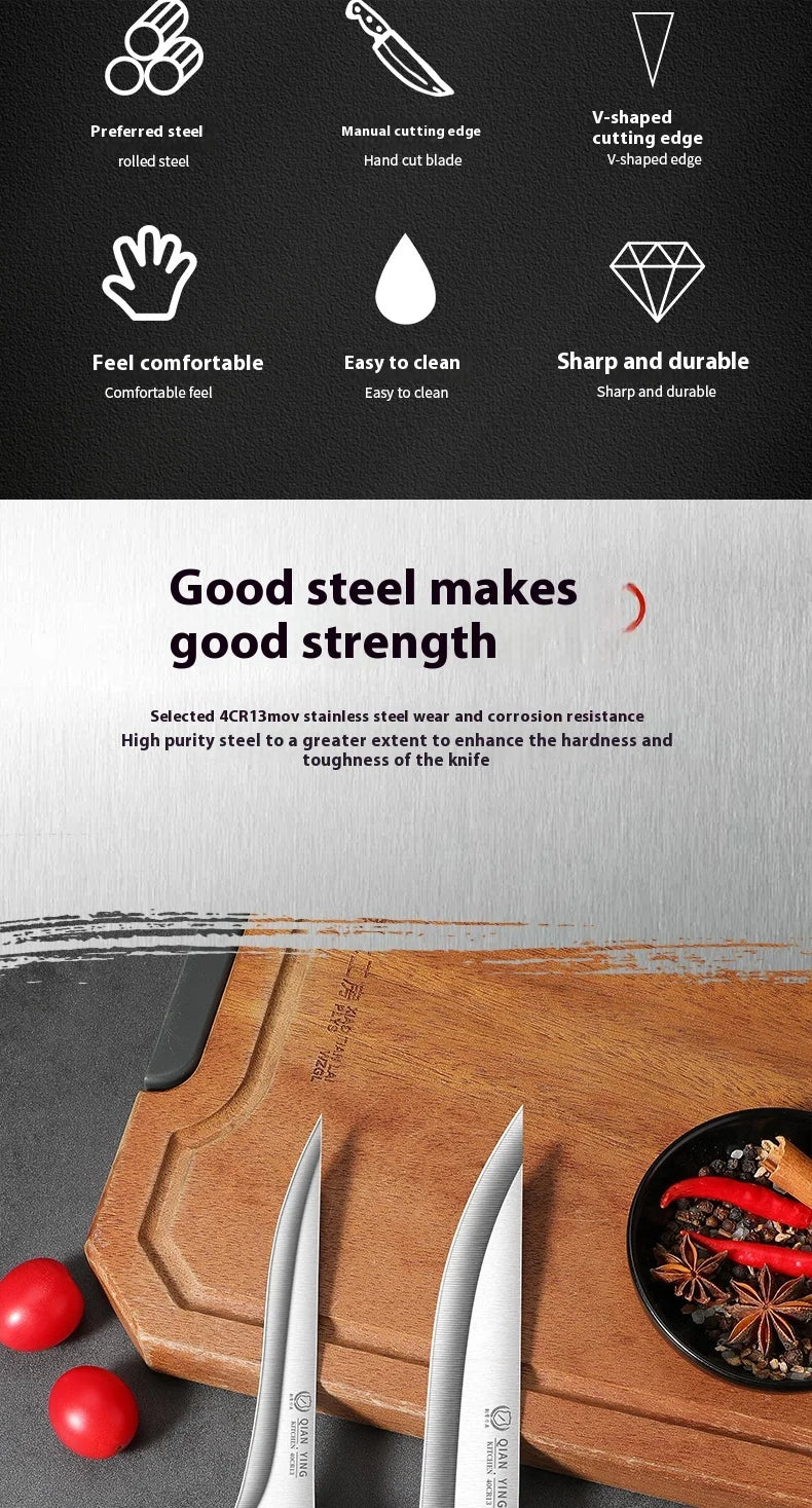 Professional Stainless Steel Fillet Knife - Forged Boning Fish Slicing Knife with Wooden Handle