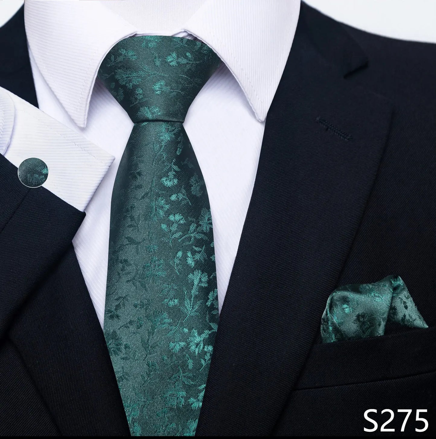 Mens Blue Gold Tie Pocket Square Set - Wedding Party Accessories