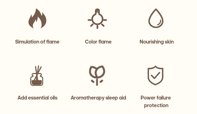 Aroma Diffuser Humidifier - Ultrasonic Essential Oil Diffuser with RGB Flame Night Light - ZOOMNSTORE