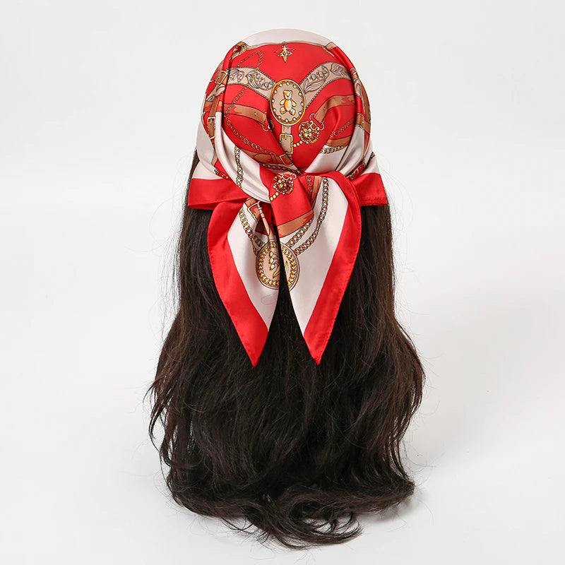 Luxury Silk Head Scarf - Soft Summer Foulard Bandana for Women
