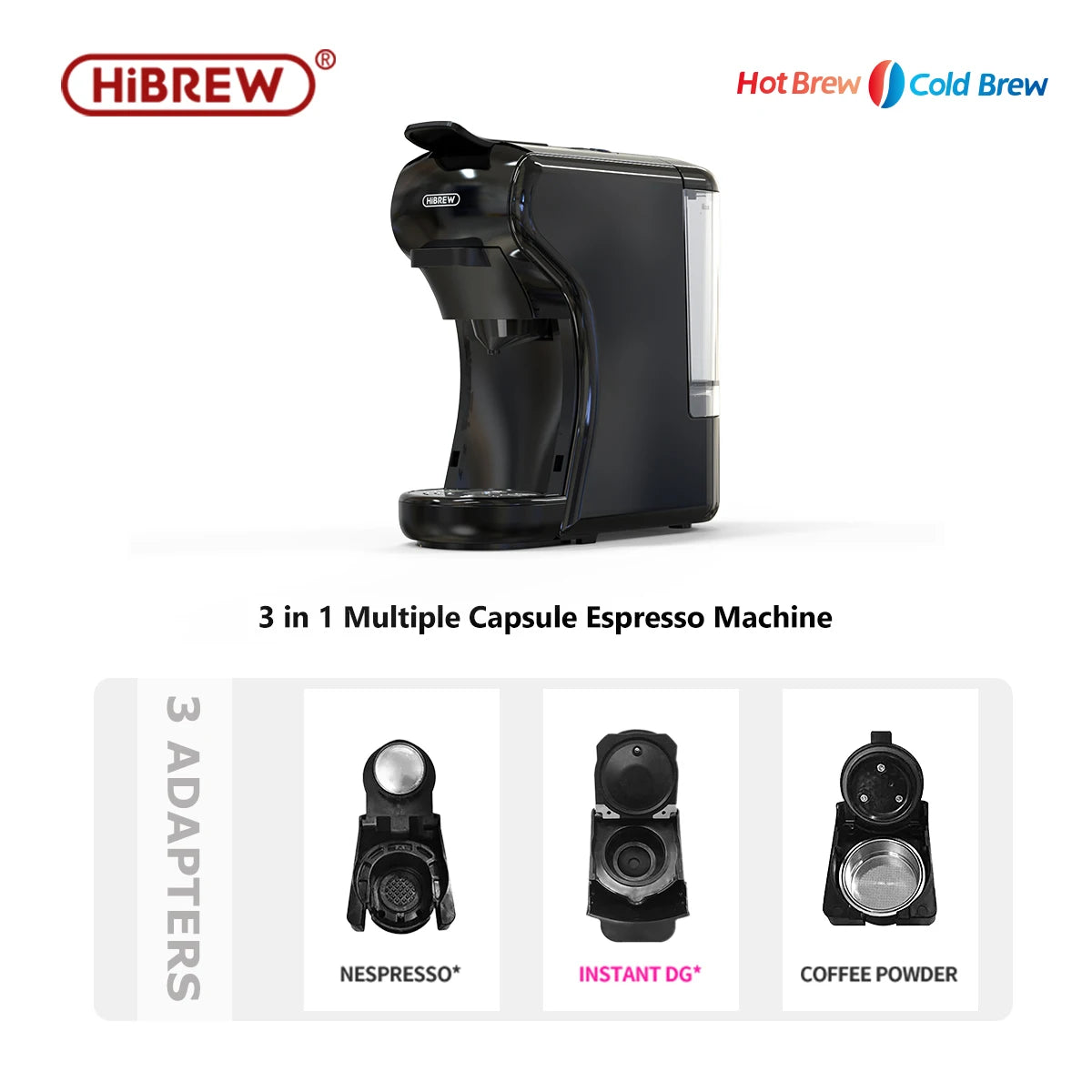 Capsule Espresso Machine - HiBREW 4-in-1 Coffee Maker | 19 Bar Pump Pressure, Hot & Cold Drinks