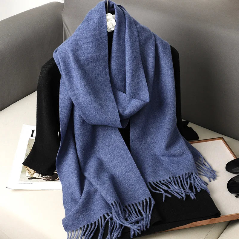 62-Color Cashmere Winter Scarf - Warm Thicken Pashmina Shawl with Tassels