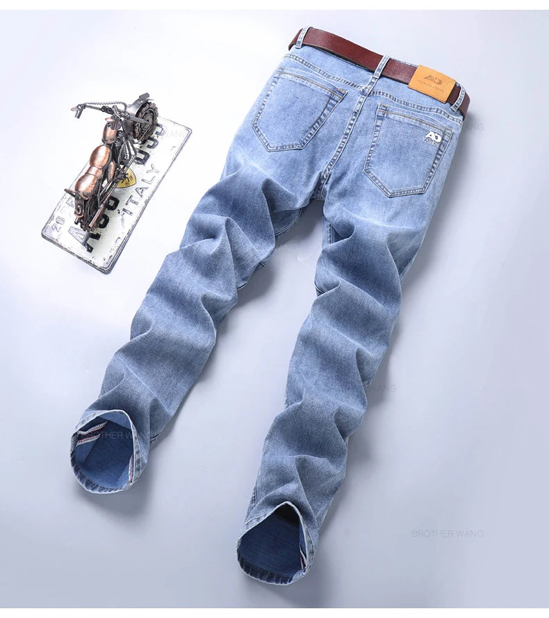 Light Blue Slim Fit Jeans - Stylish Casual Stretch Denim Pants - ZOOMNSTORE