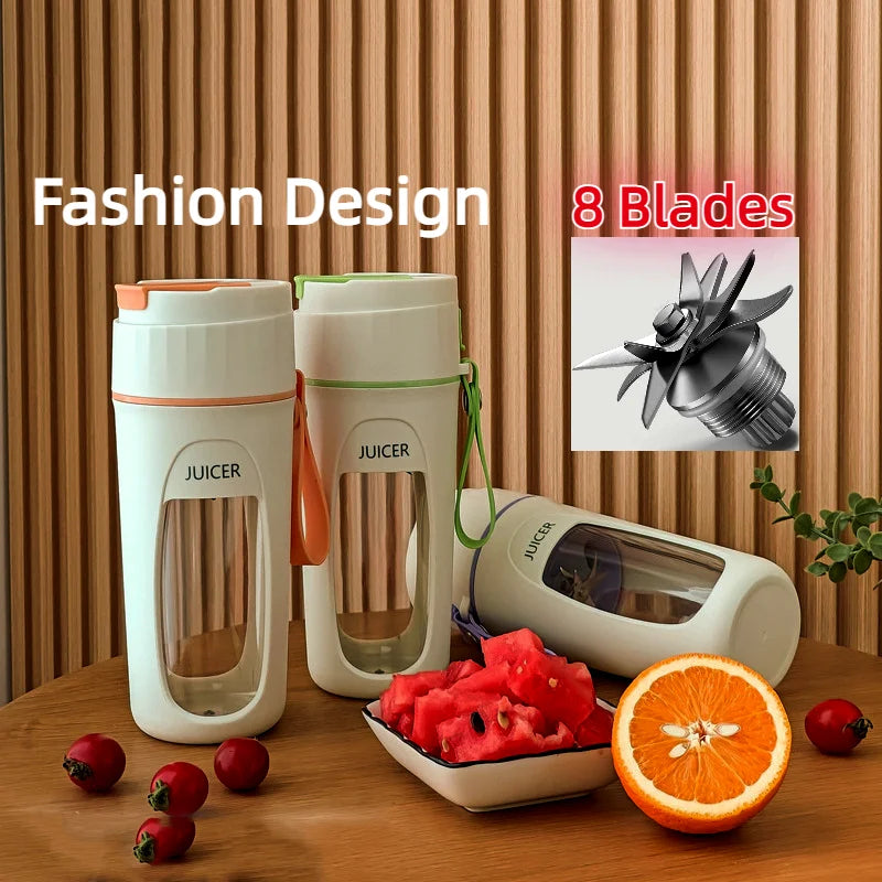 Portable Electric Juicer - Mini Blender for Smoothies and Juice Extraction 8 Blades 3000mAh