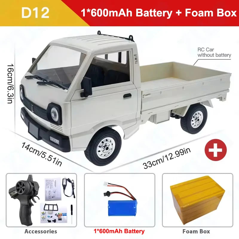 WPL D12 RC Car - 110 Drift Climb Truck with LED Lights for Kids - ZOOMNSTORE