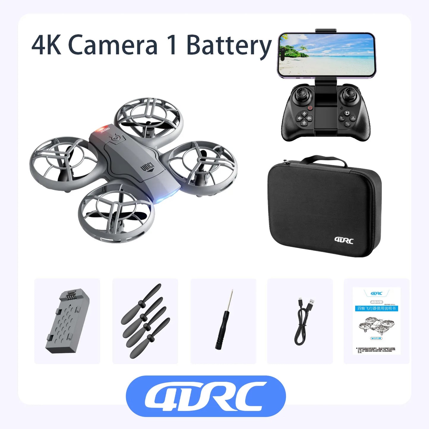 V8 Mini Drone - 4K HD Camera WiFi FPV Height Hold Kids RC Helicopter - ZOOMNSTORE