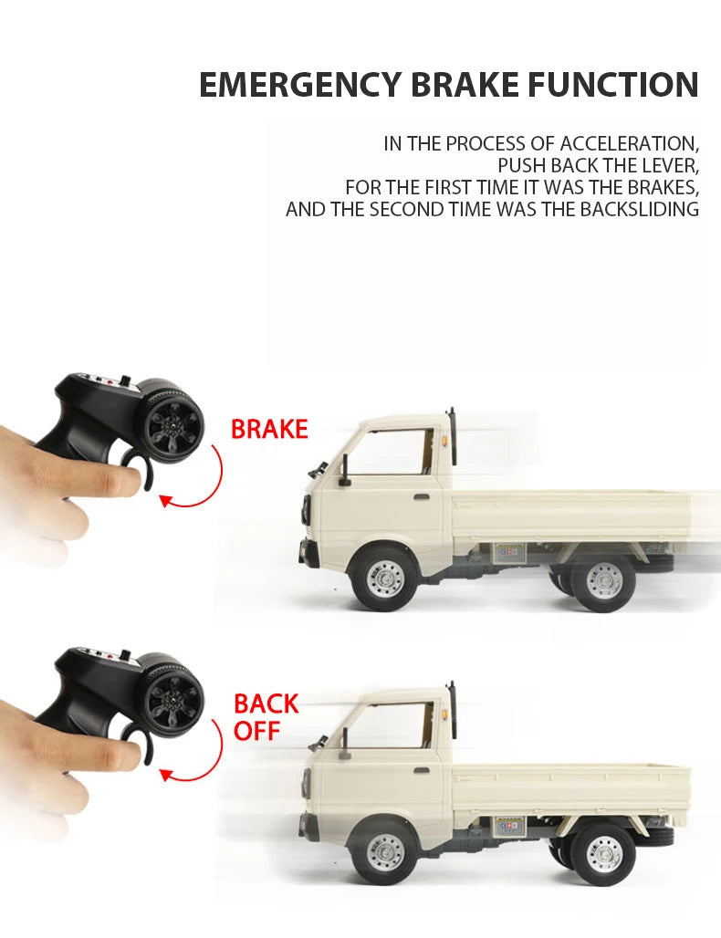 WPL D12 RC Car - 110 Drift Climb Truck with LED Lights for Kids - ZOOMNSTORE