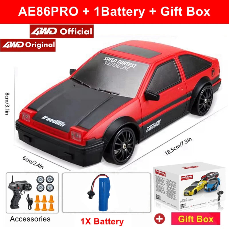 RC Drift Car 4WD - LED Remote Control Racing Vehicle for Kids Adults - ZOOMNSTORE