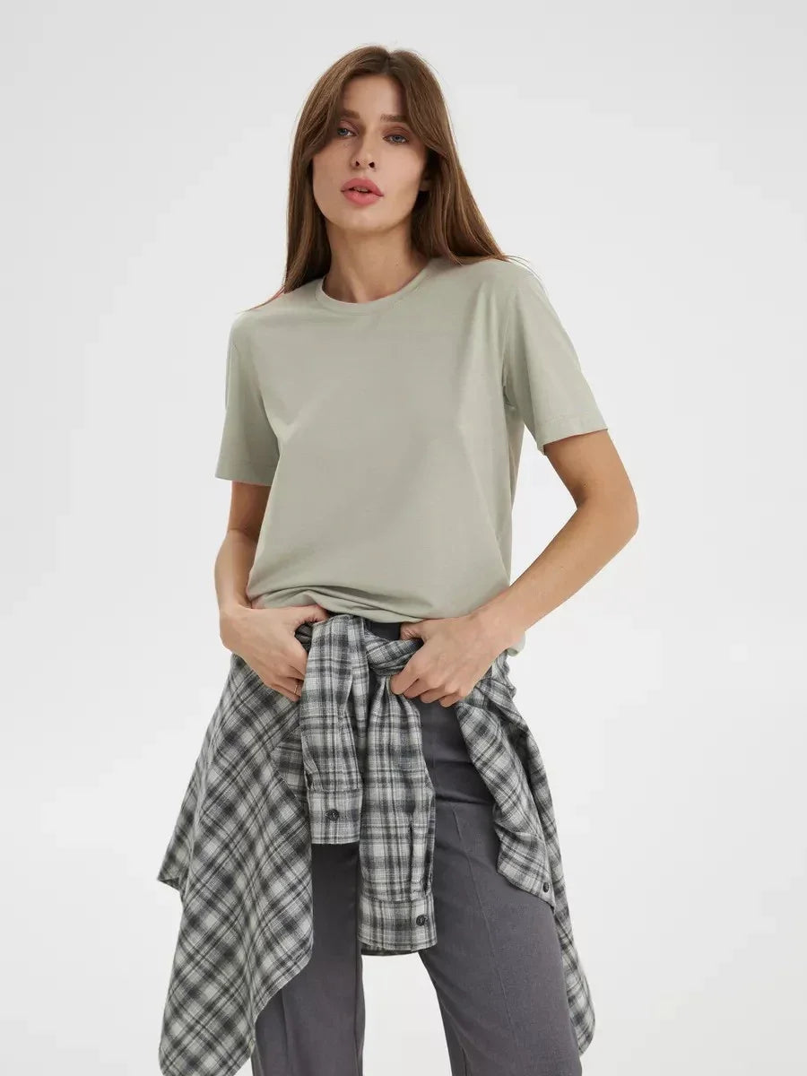 Cotton Summer Womens T-Shirt - Short Sleeve Loose Basic Top