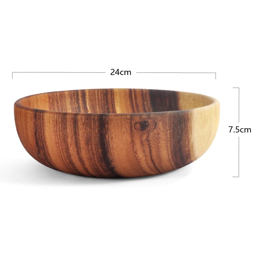 Acacia Wooden Bowl - Japanese Style Salad & Soup Bowl | Eco Friendly Tableware