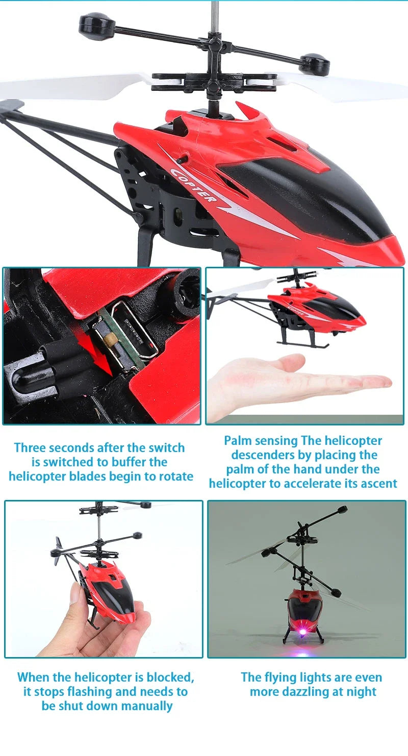 Rechargeable Mini RC Drone - Safe Fall-Resistant Helicopter Toy for Kids No Remote Control Battery - ZOOMNSTORE