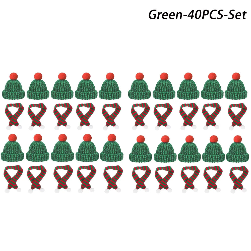 Mini Christmas Hat and Scarf Set - DIY Holiday Party Decoration