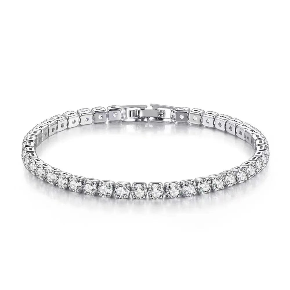 S925 Sterling Silver Tennis Bracelet - Zirconia Charm Jewelry for Women 4mm 16-20cm - ZOOMNSTORE