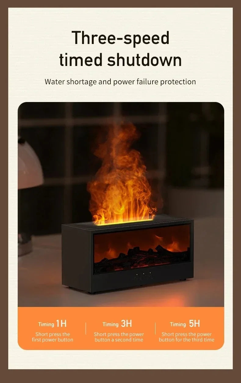 3D Flame Aromatherapy Diffuser - Essential Oil Humidifier with Color Lighting Remote Control