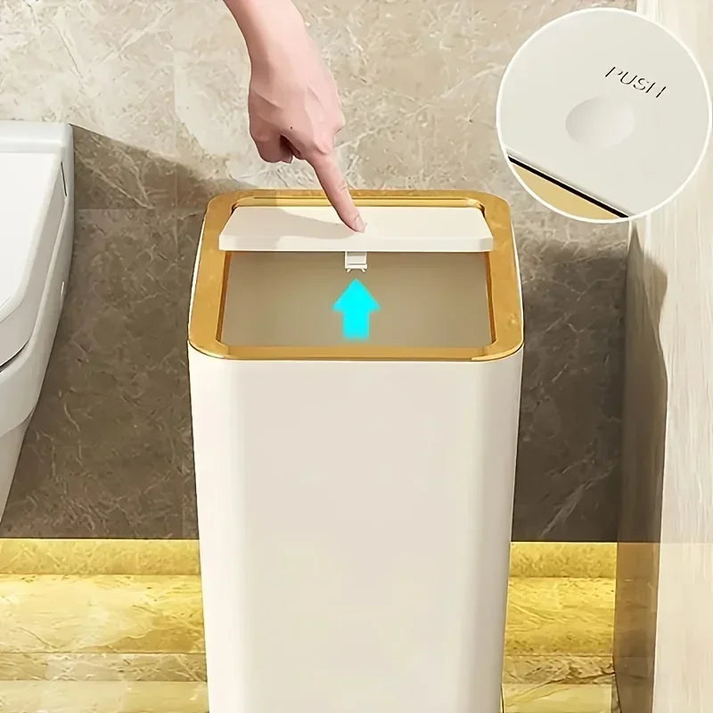 Odor Proof Trash Can - Modern Leakproof Kitchen Bathroom Bin