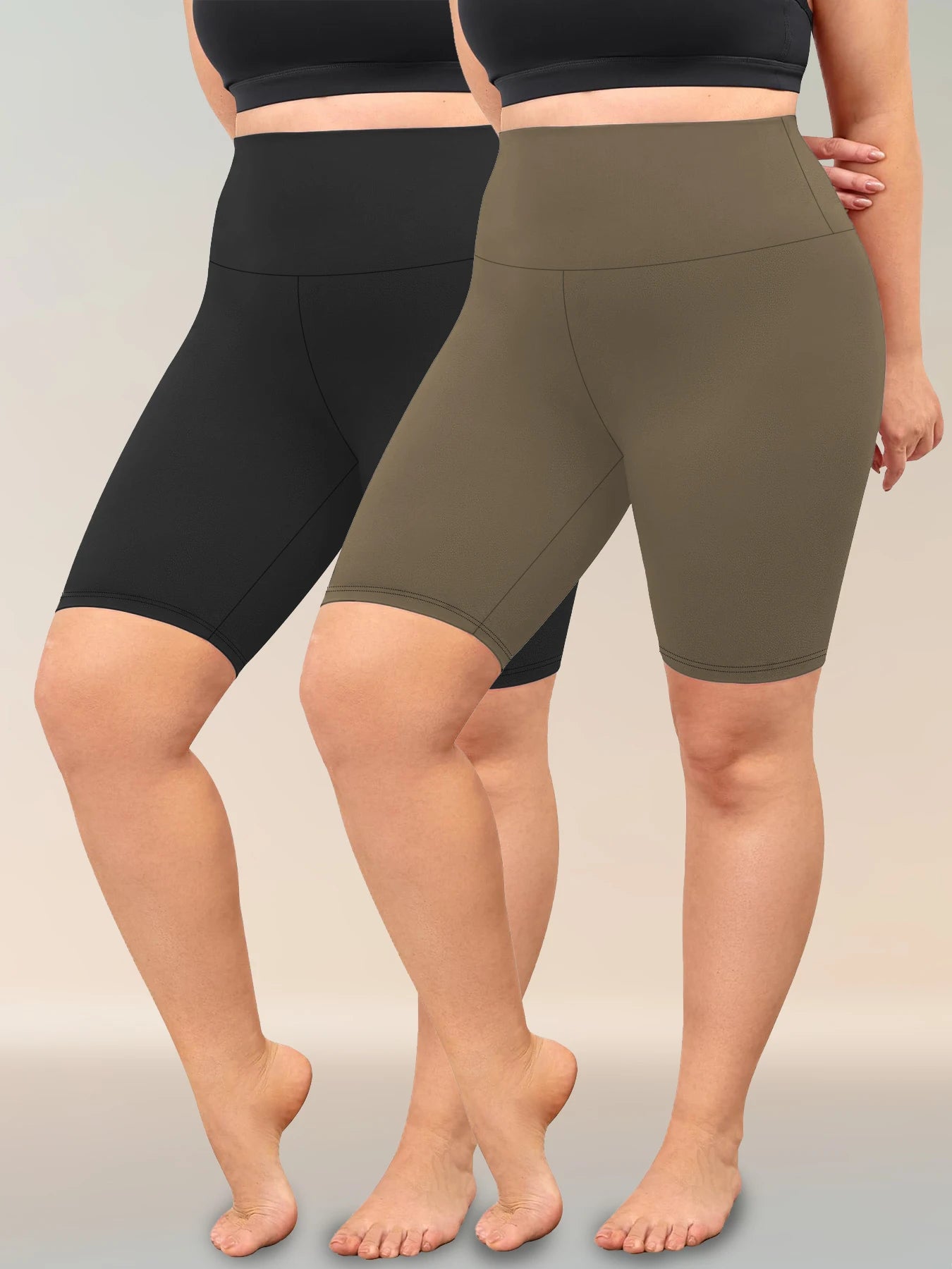 2 Pack Plus Size Biker Shorts for Women High Waisted Super Soft Workout Yoga Athletic Shorts Running