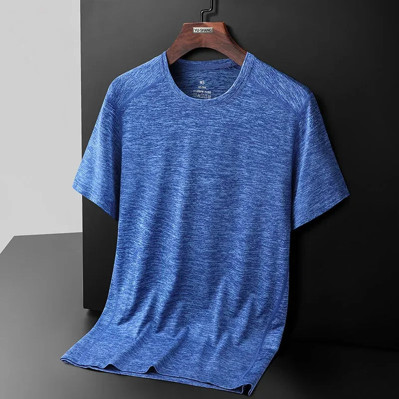 Breathable Camping Tee - Unisex Lightweight Outdoor Shirt With Striped Polyester Spandex