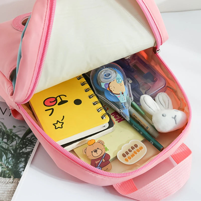 Plush 3D Rabbit Backpack - Cute Cartoon School Bag for Kids - ZOOMNSTORE
