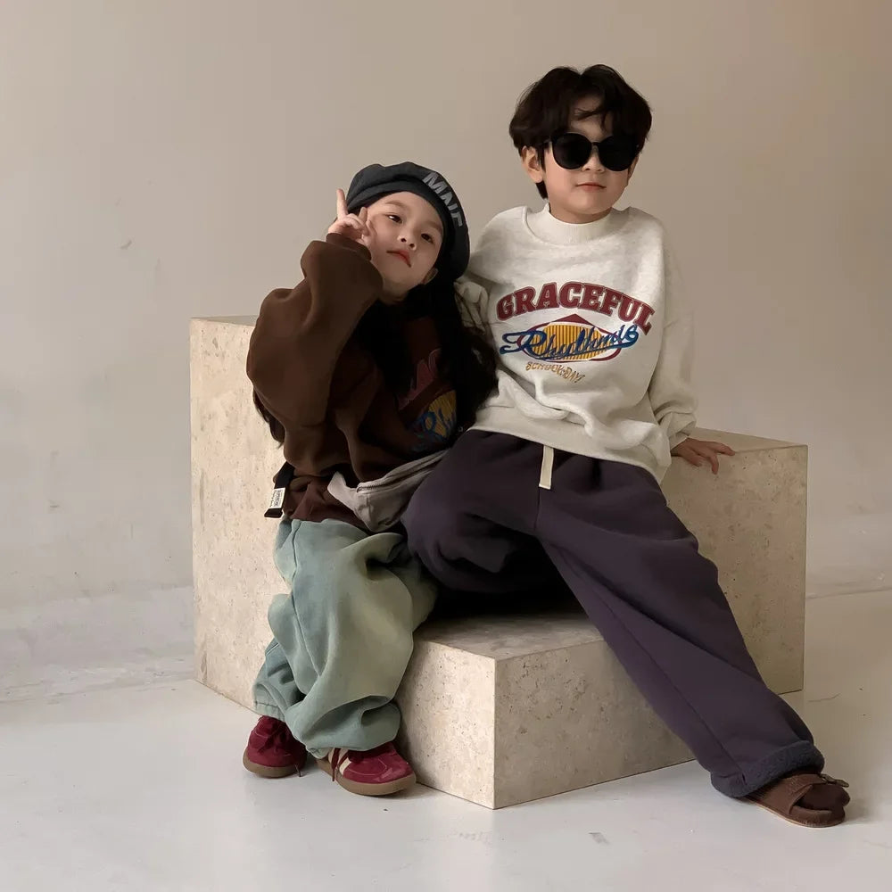 Childrens Fleece Hoodie - Warm Korean Pullover for Boys Girls - ZOOMNSTORE