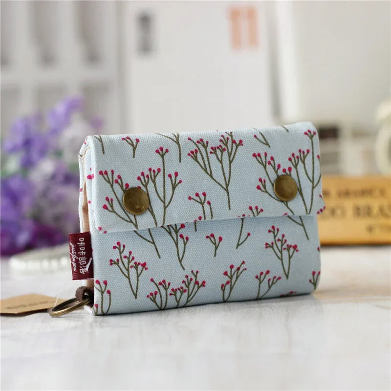 Handmade Three-Fold Fabric Wallet - Multi-Function Zipper Purse for Teens and Adults