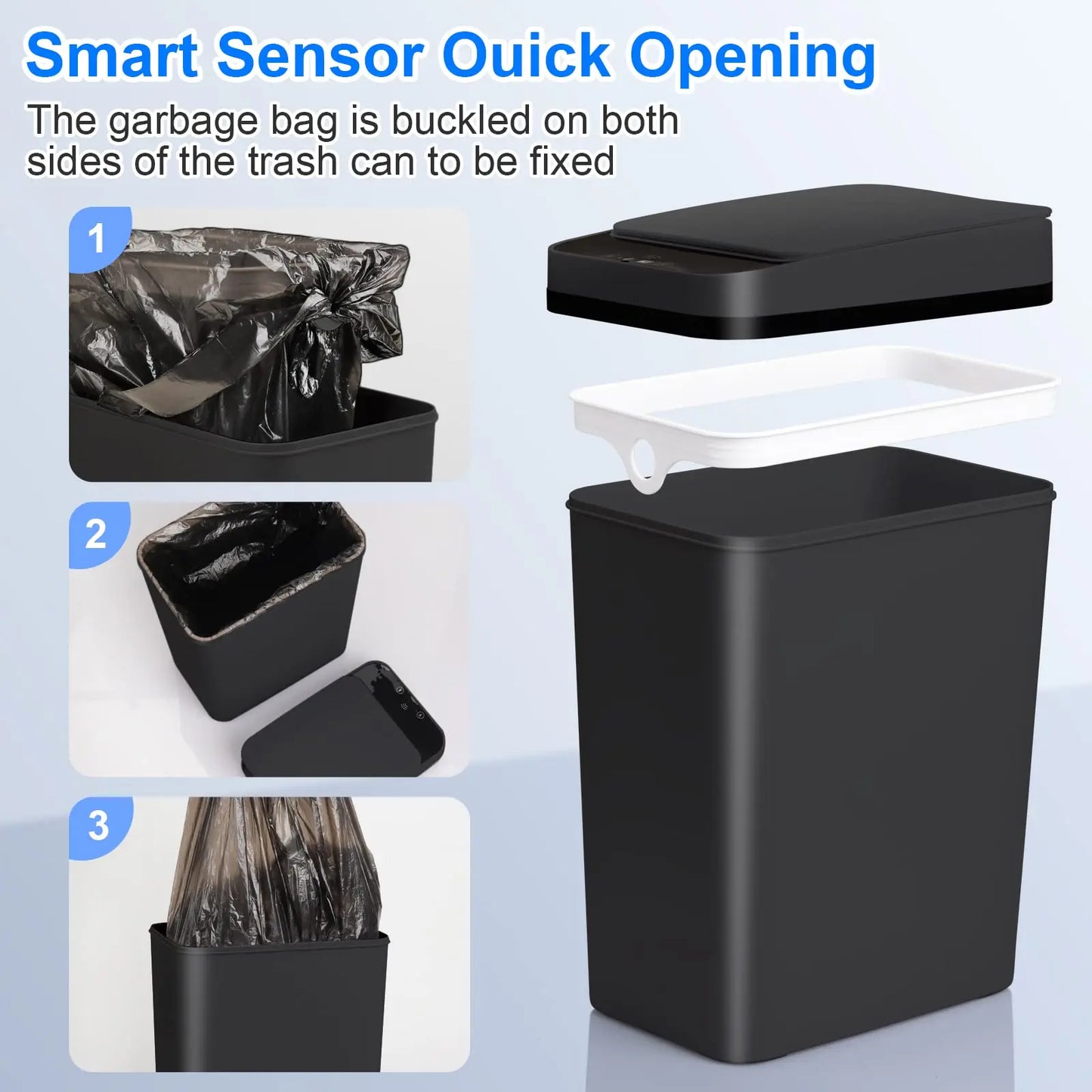 Touchless Trash Can - 12L Motion Sensor Kitchen Bathroom Bin