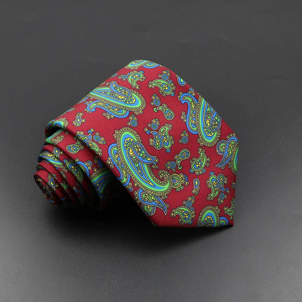 Mens Silk Tie - 75cm Soft Novelty Necktie in Blue Green Orange Floral Pattern