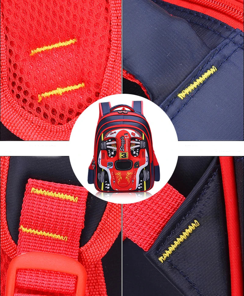Waterproof 3D Car Backpack - Lightweight Preschool School Bag for Kids - ZOOMNSTORE