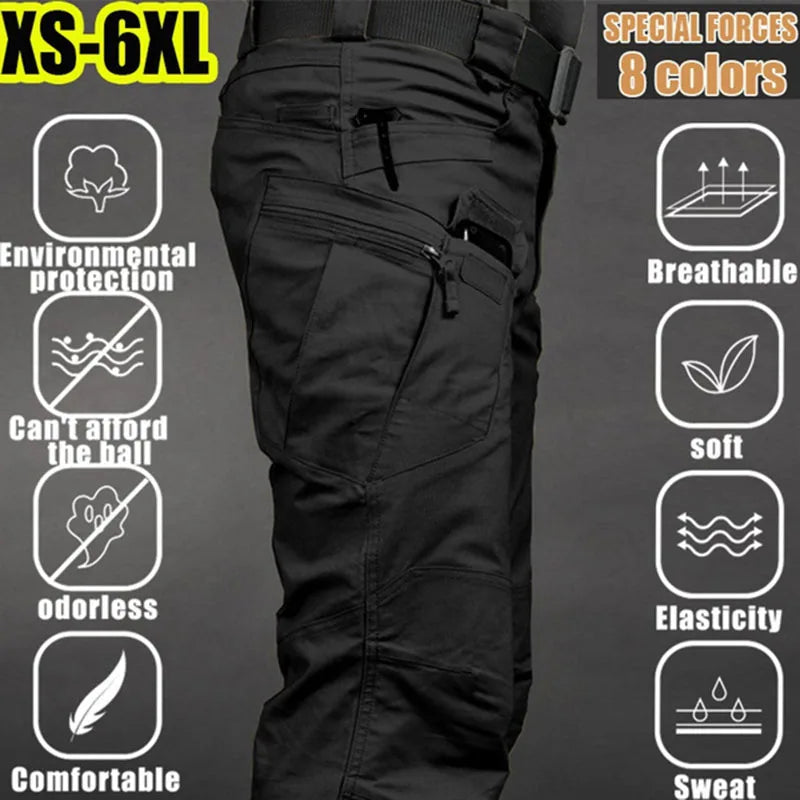 6XL Plus Size Men's Tactical Cargo Pants Outdoor Casual Sports Hiking Fishing Waterproof Multi-pocket Trousers