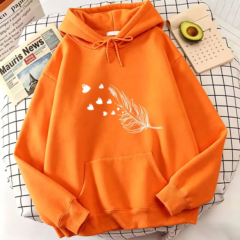 Retro Love Heart with Leaf Casual Hoodies Sweatshirts Men Women Fashion Clothing Hooded Casual Y2k Sweatshirt