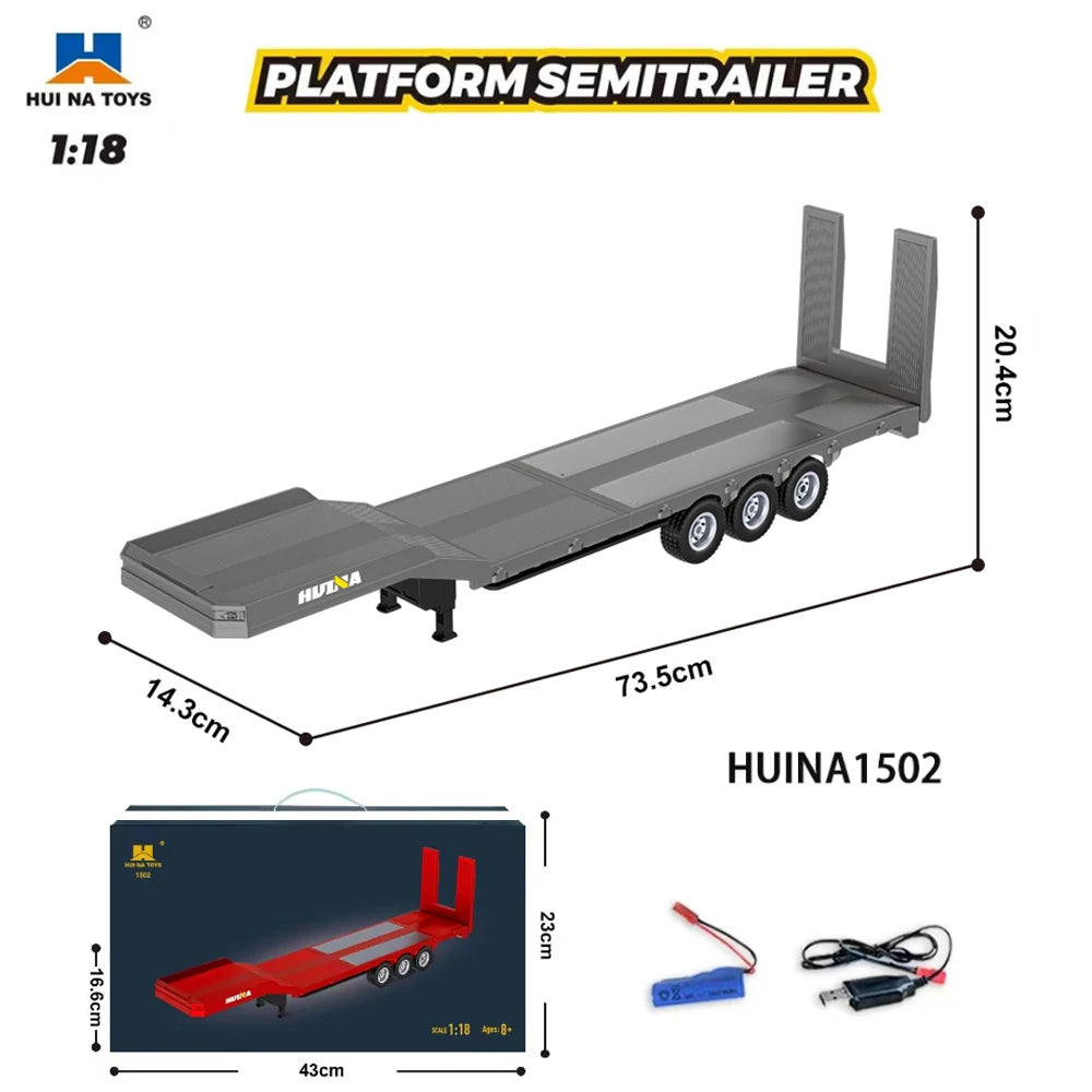 HUINA 1501 770S RC Tractor Truck - 118 Scale Alloy Engineering Vehicle with Lights and Sounds - ZOOMNSTORE