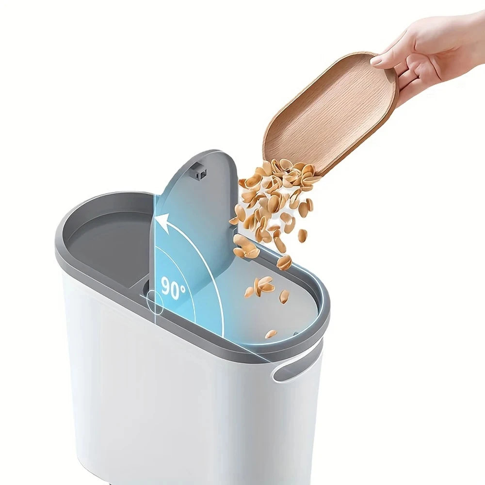 Slim Trash Bin with Lid - Space Saving Design for Bathroom Kitchen Living Room